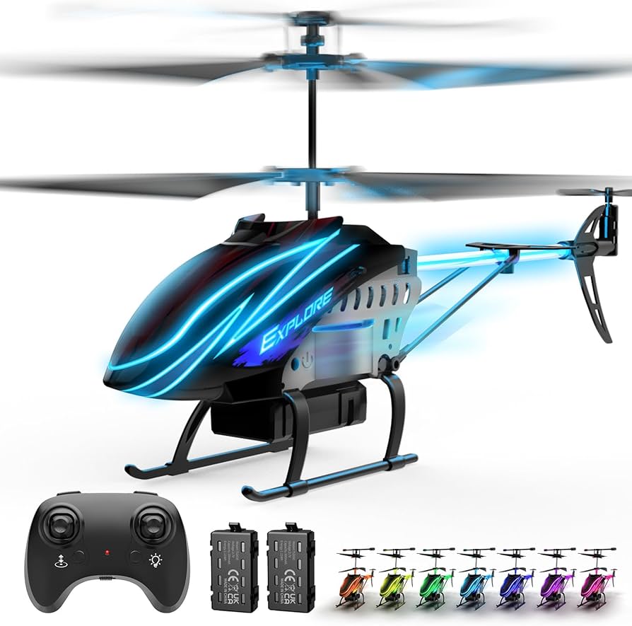 BUSSGO RC Helicopter, Remote Control Helicopter for Kids with 30Mins Flight(2 Batteries), 7+1 LED Light Modes, Altitude Hold, RC Toys for Boys Girls