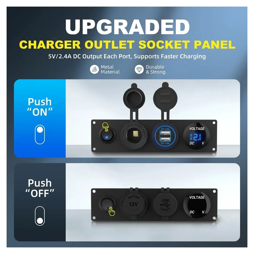 4 in 1 Car Voltmeter USB Charger Adapter with LCD Display image 3