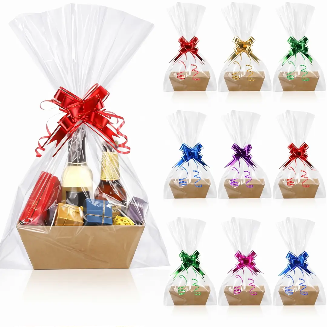 50 Pcs Empty Gift Basket Set with Bags and Pull Bows image 1