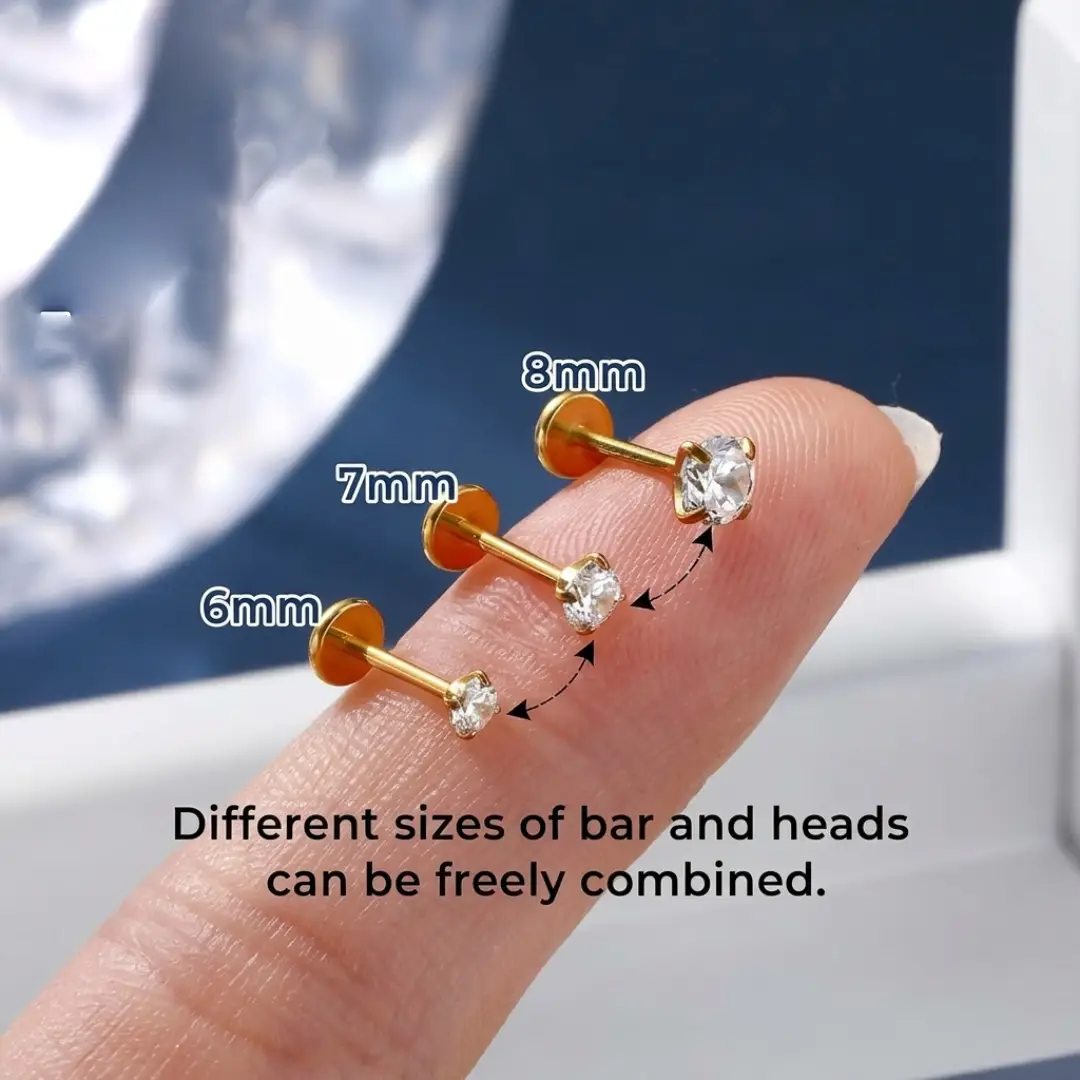 G23 Titanium Threadless Labret Stud for Lip Tragus Monroe Piercing image 4