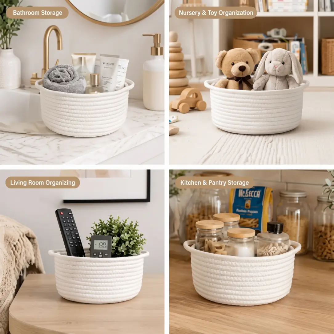 Cute Woven Storage Basket with Handle image 1