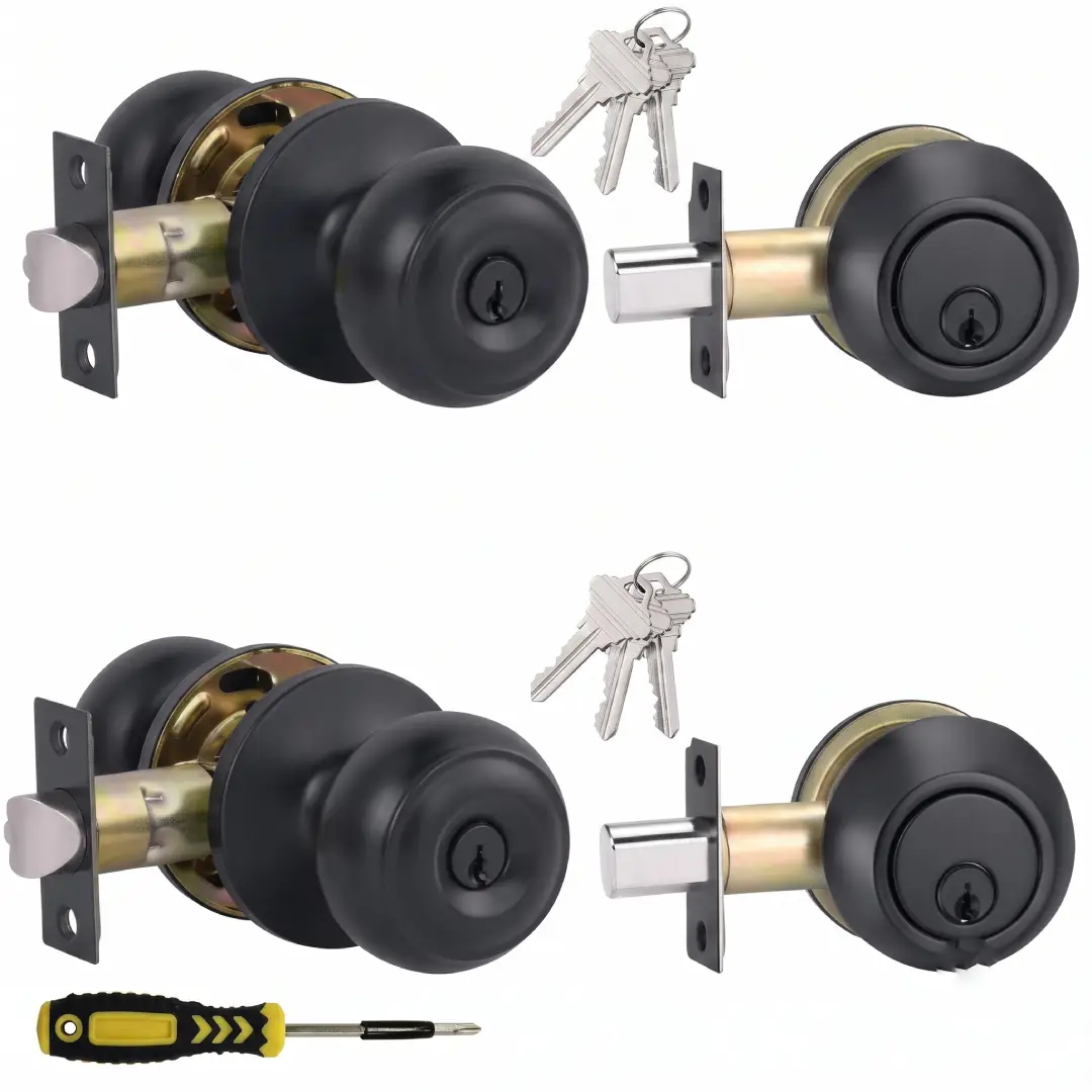Amazon Basics Keyed Alike Exterior Knob and Deadbolt Set of 2