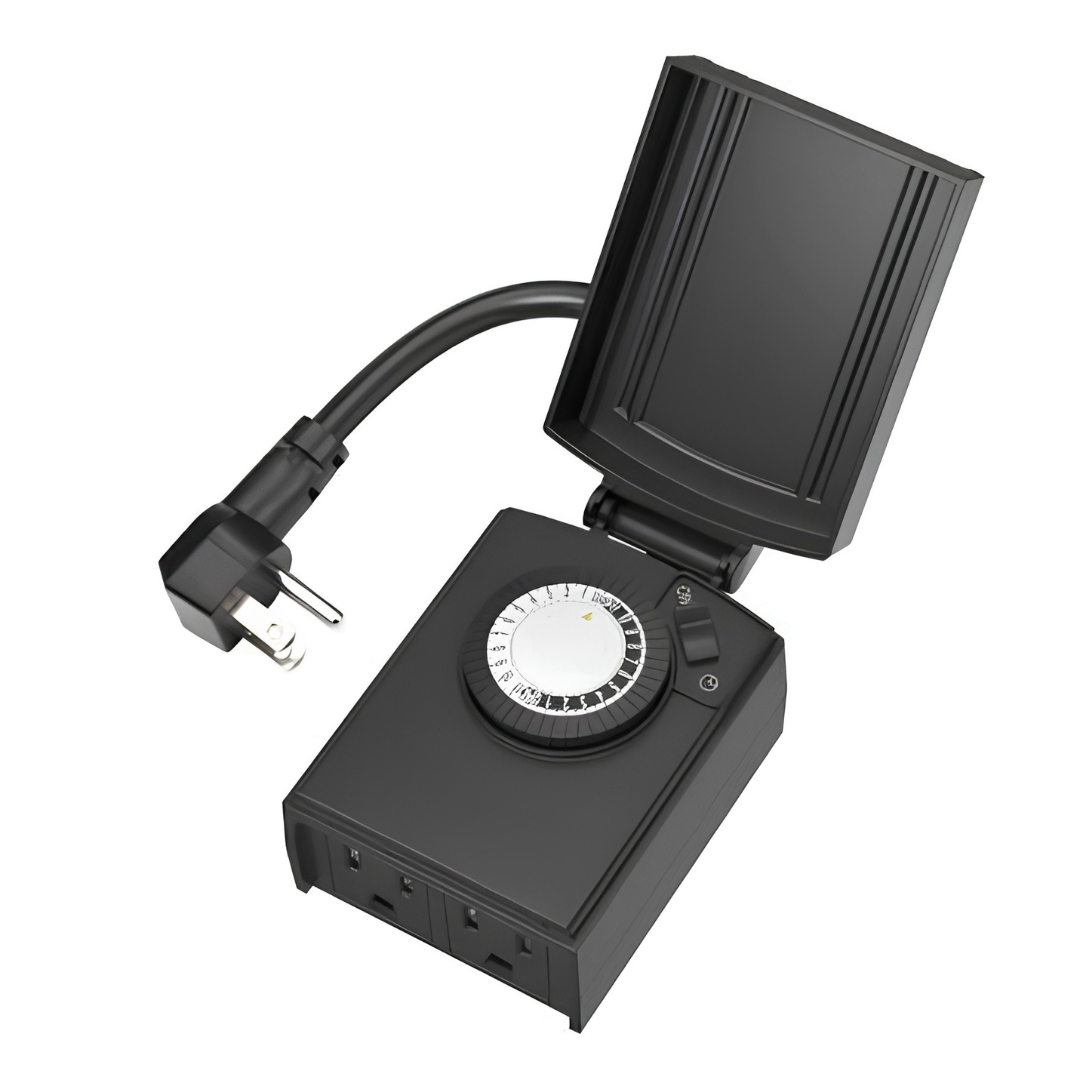 24 Hour Outdoor Mechanical Timer Switch with Two Grounded Outlets image 2