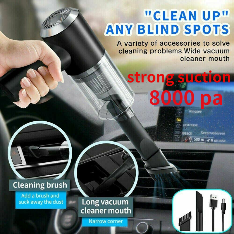 Handheld Vacuum Cleaner 26000Pa Suction with Brushless Motor, 4-in-1 Portable Mini Car Vacuum with 3 Suction Modes, Cordless Vacuum with LED Light, Type-C Charge for Car, Office Desk, Keyboards
